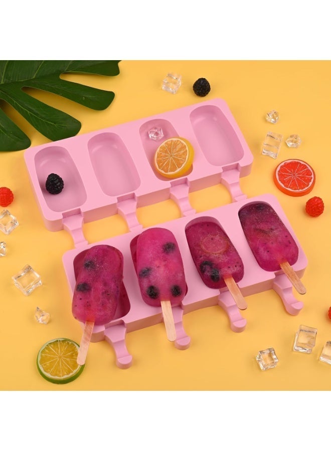 ChicAbode Popsicle Silicone Molds Set, 2 Pcs Ice Pop Molds, with Wooden Sticks, Cakesicles Mould, Oval Popsicle Mold, Bpa Free Homemade Cake Pop Mold, for Cake Pop, Ice Pop, Cakesicles, Pink - Image 4